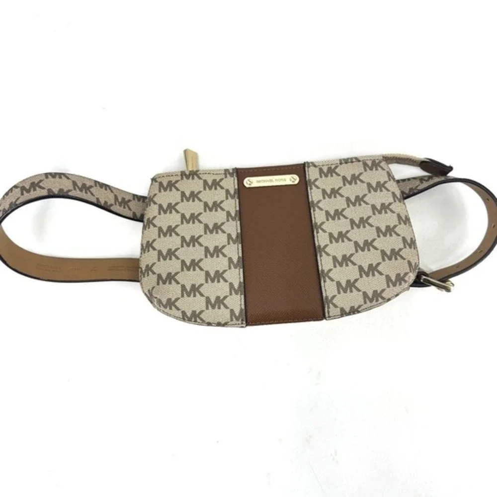 Michael Kors Signature Logo Belt Bag Brown Beige Waist Pack‎ Fanny Pack